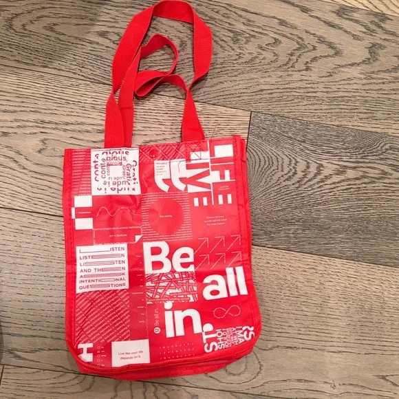 Lululemon reusable tote bags set of 3 snap closure top gym lunch travel bag - Picture 5 of 7